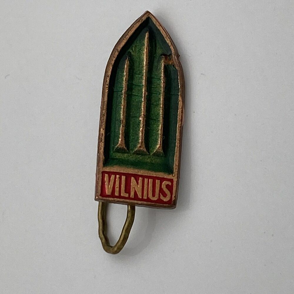 Vilnius Lithuania enamel buttonhole lapel badge pin Gediminas Columns USSR